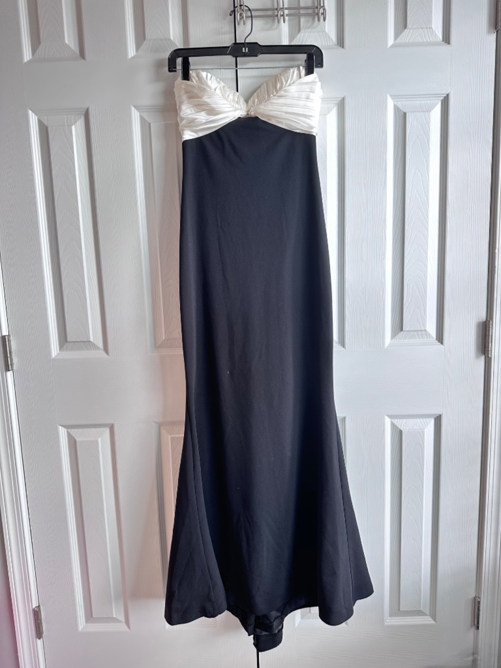 City Studio Strapless Black White Colorblock Evening Gown Mermaid Dress